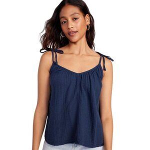 Old Navy Camisole Plus Size 3X Gauze Crinkle Adjustable Strap Navy Blue Swing